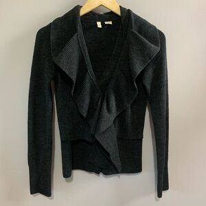 Anthropologie Moth Wool Sweater Xs Ruffled Long Sleeve Button Front Cardigan